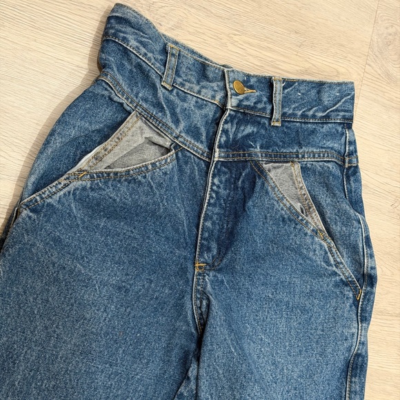 1980’s Cuffed Two-Tone Gasoline Vintage High-Rise Women’s Jeans - Blue - Picture 4 of 7